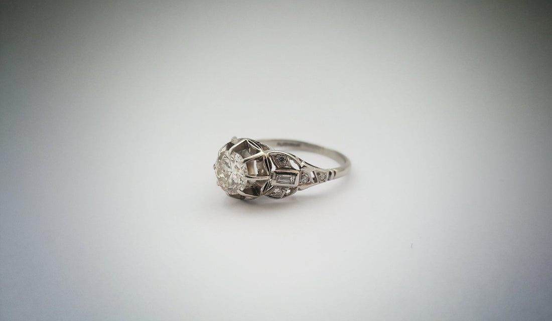 Art Deco Diamond Solitaire Engagement Ring - Friar House