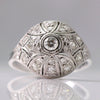 Art Deco 18ct White Gold Diamond Bombé Style Ring
