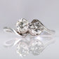 Art Deco 18ct White Gold Diamond Two Stone Twist Ring - Friar House