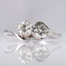 Art Deco 18ct White Gold Diamond Two Stone Twist Ring - Friar House