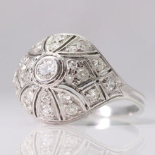 Art Deco 18ct White Gold Diamond Bombé Style Ring