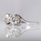 Art Deco 18ct White Gold Diamond Two Stone Twist Ring
