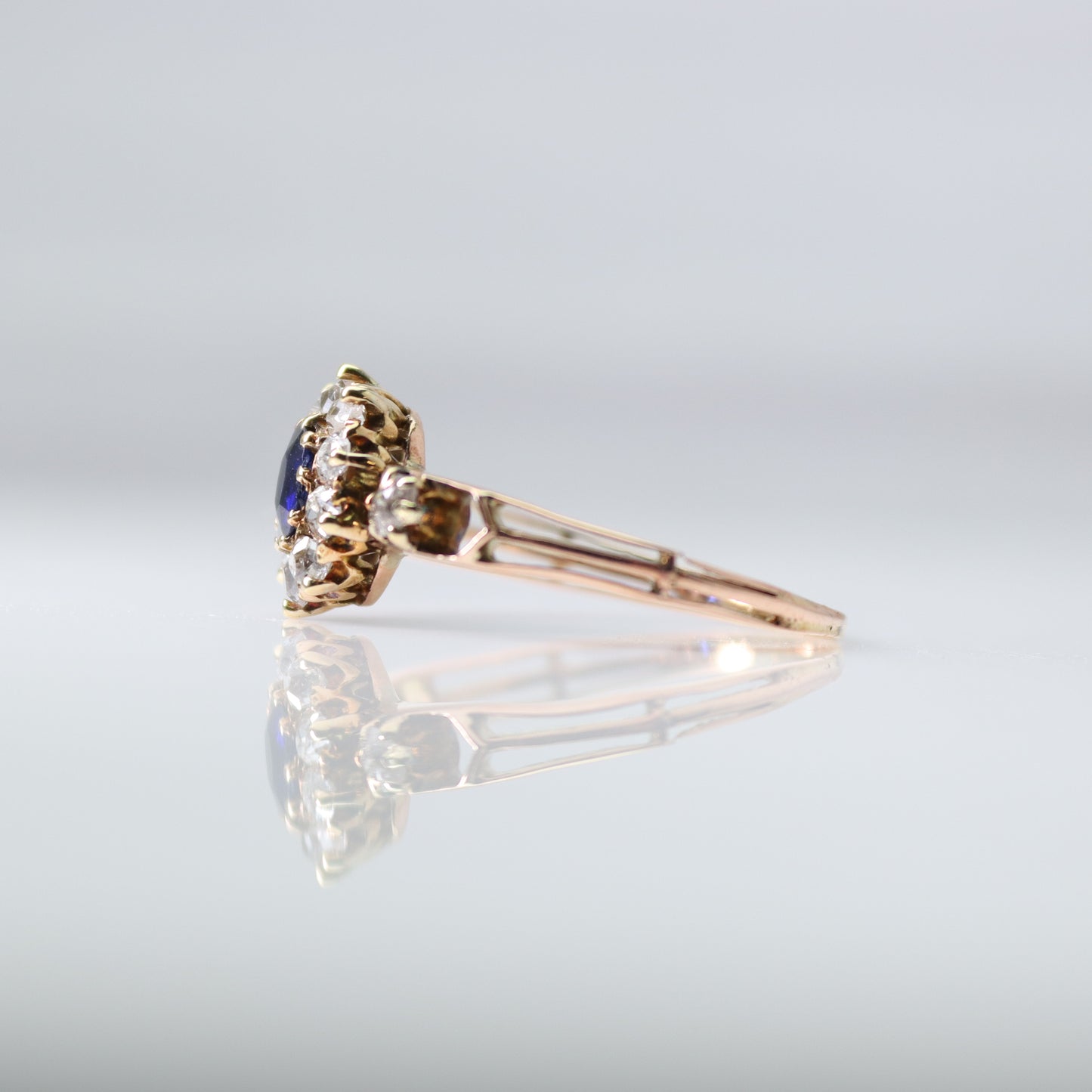 Art Deco 18ct yellow gold Sapphire and Diamond Cluster Ring