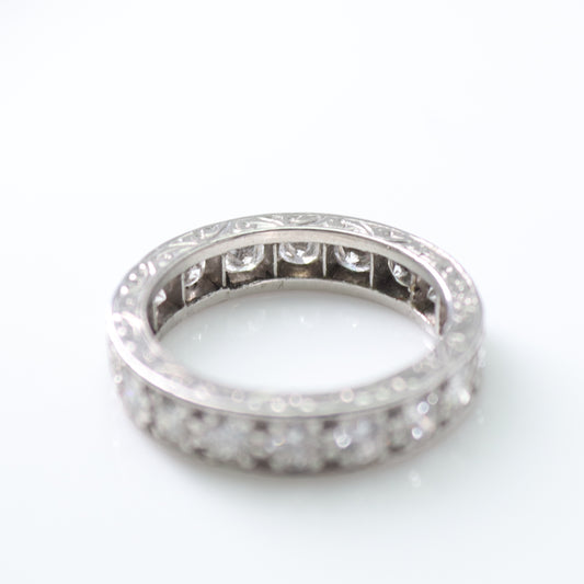 Art Deco 18ct White Gold 2.5 Carat Diamond Eternity Ring Size J