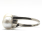 Vintage 18ct White Gold Cultured Pearl Cross Over Ring - Friar House