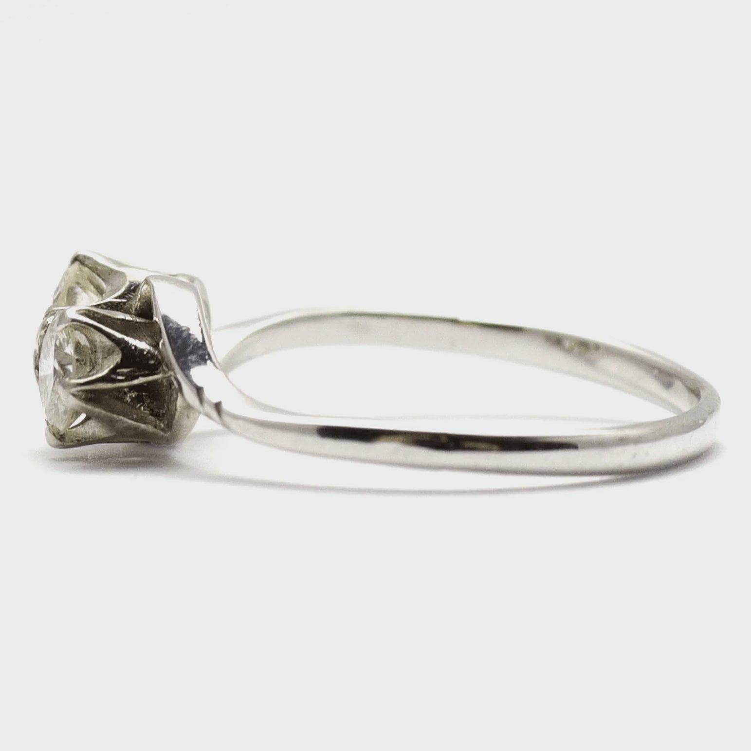 Art Deco 18ct White Gold Diamond Two Stone Twist Ring - Friar House