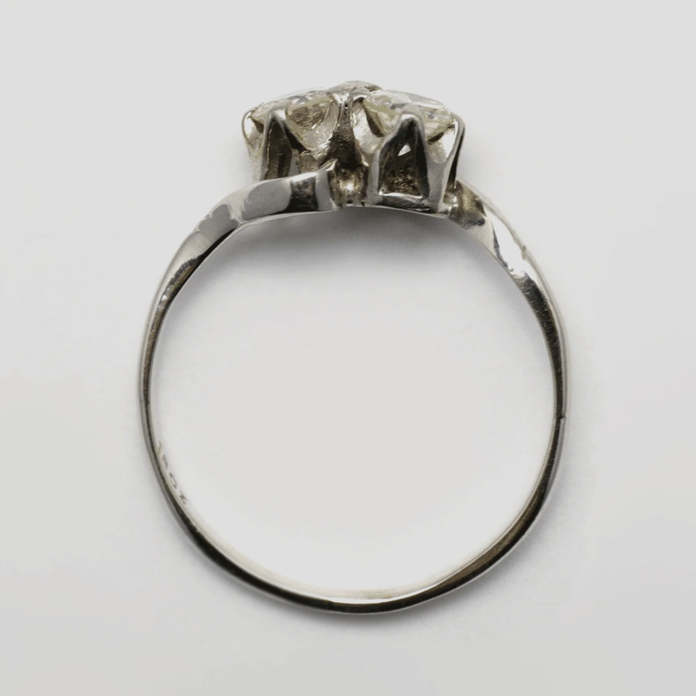 Art Deco 18ct White Gold Diamond Two Stone Twist Ring - Friar House
