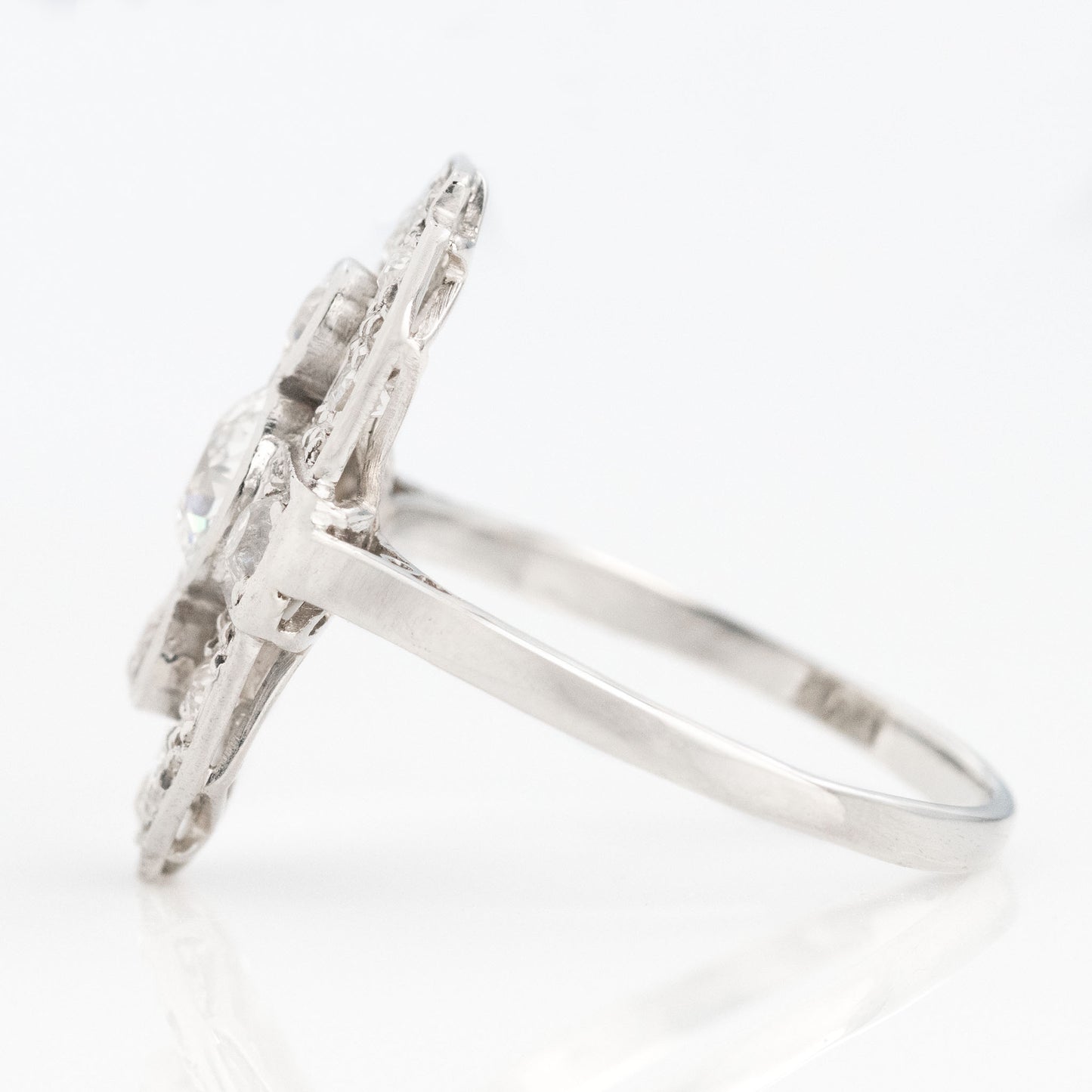 Art Deco Platinum Diamond Panel Ring - Friar House Antique Jewellery