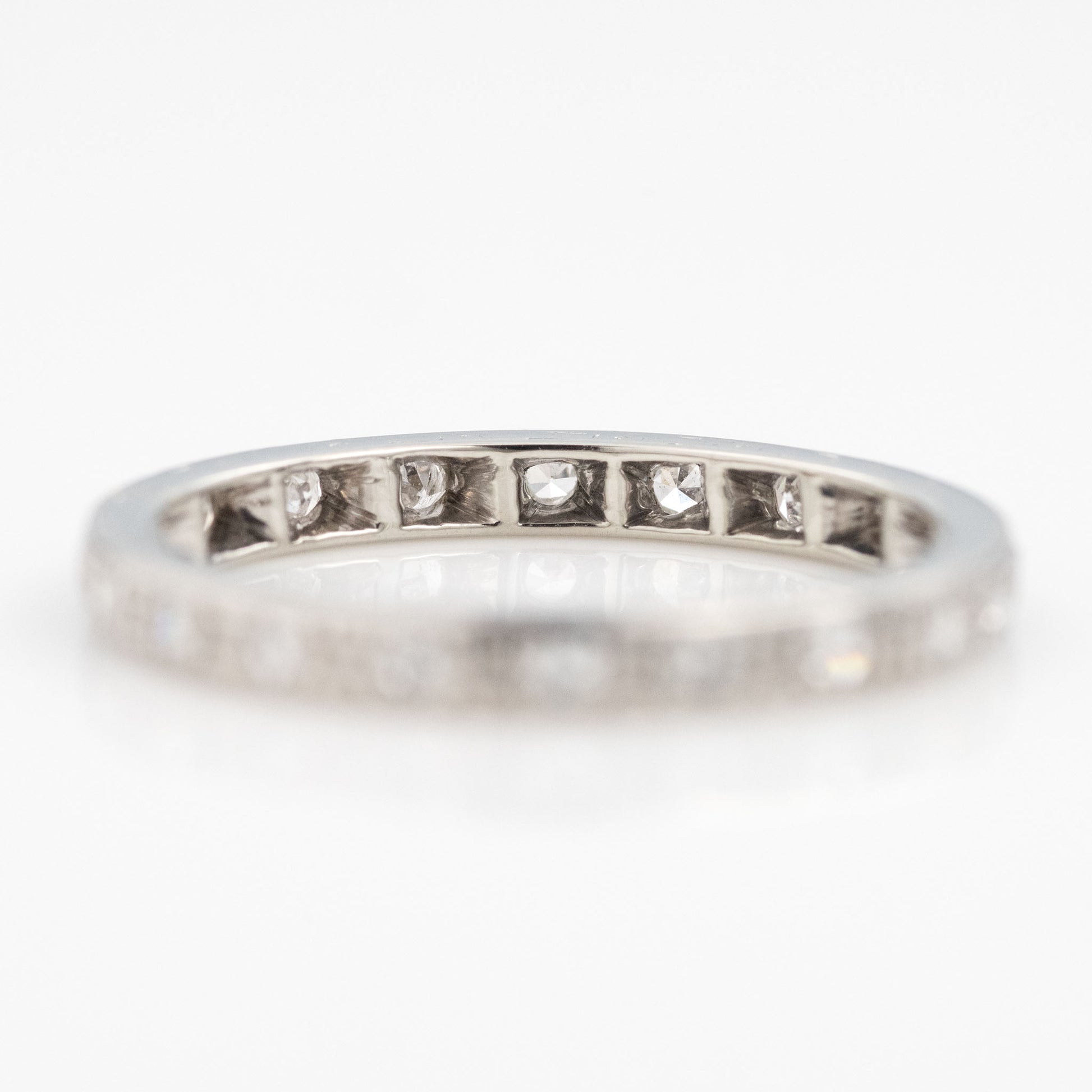 Art Deco 14ct White Gold Diamond Eternity Ring Size J 1/2 - Friar House