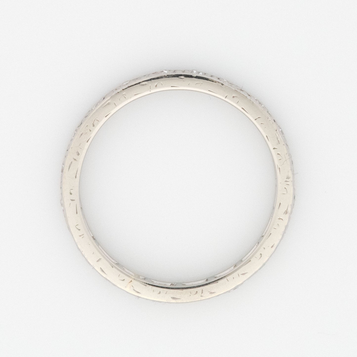 Art Deco 14ct White Gold Diamond Eternity Ring Size J 1/2 - Friar House