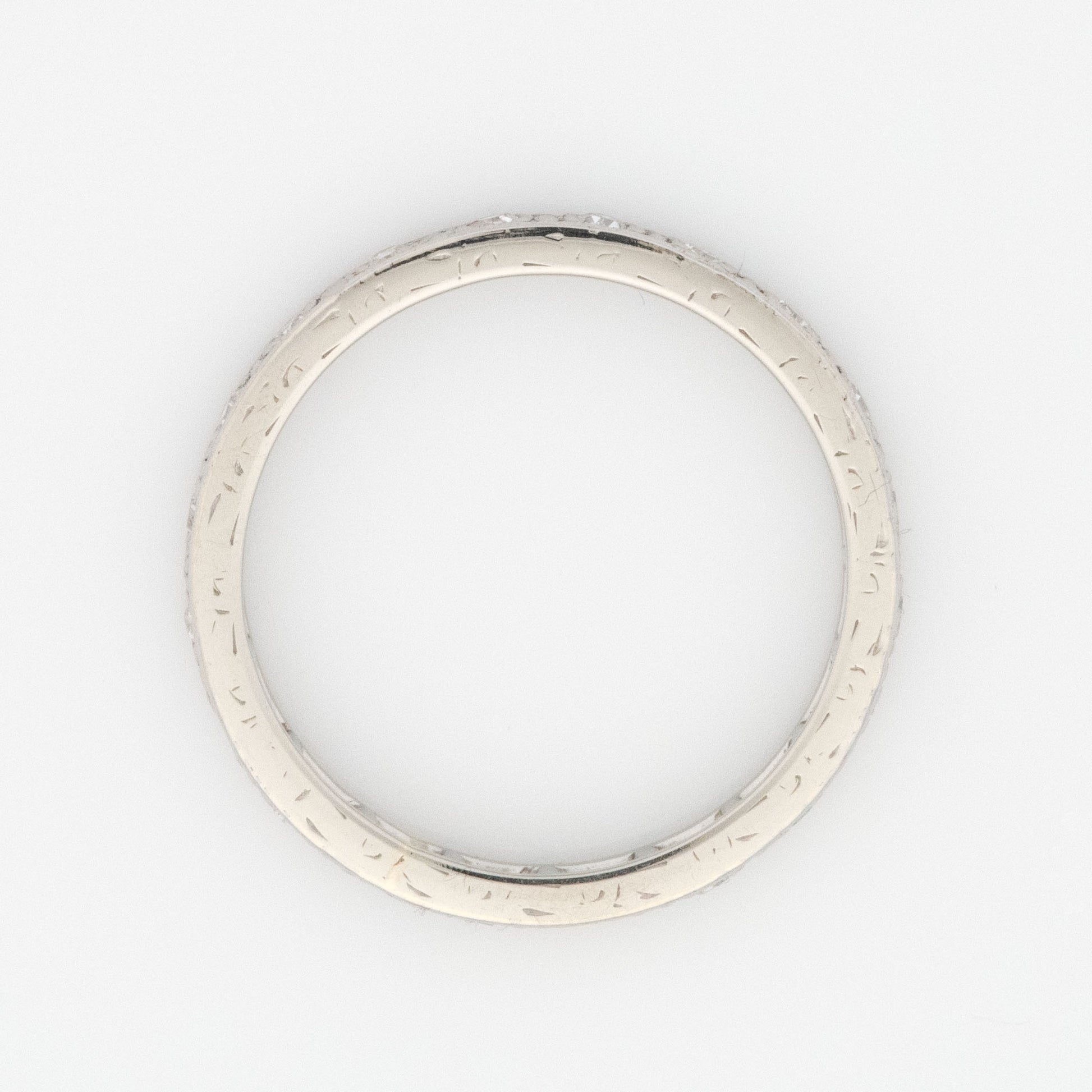 Art Deco 14ct White Gold Diamond Eternity Ring Size J 1/2 - Friar House