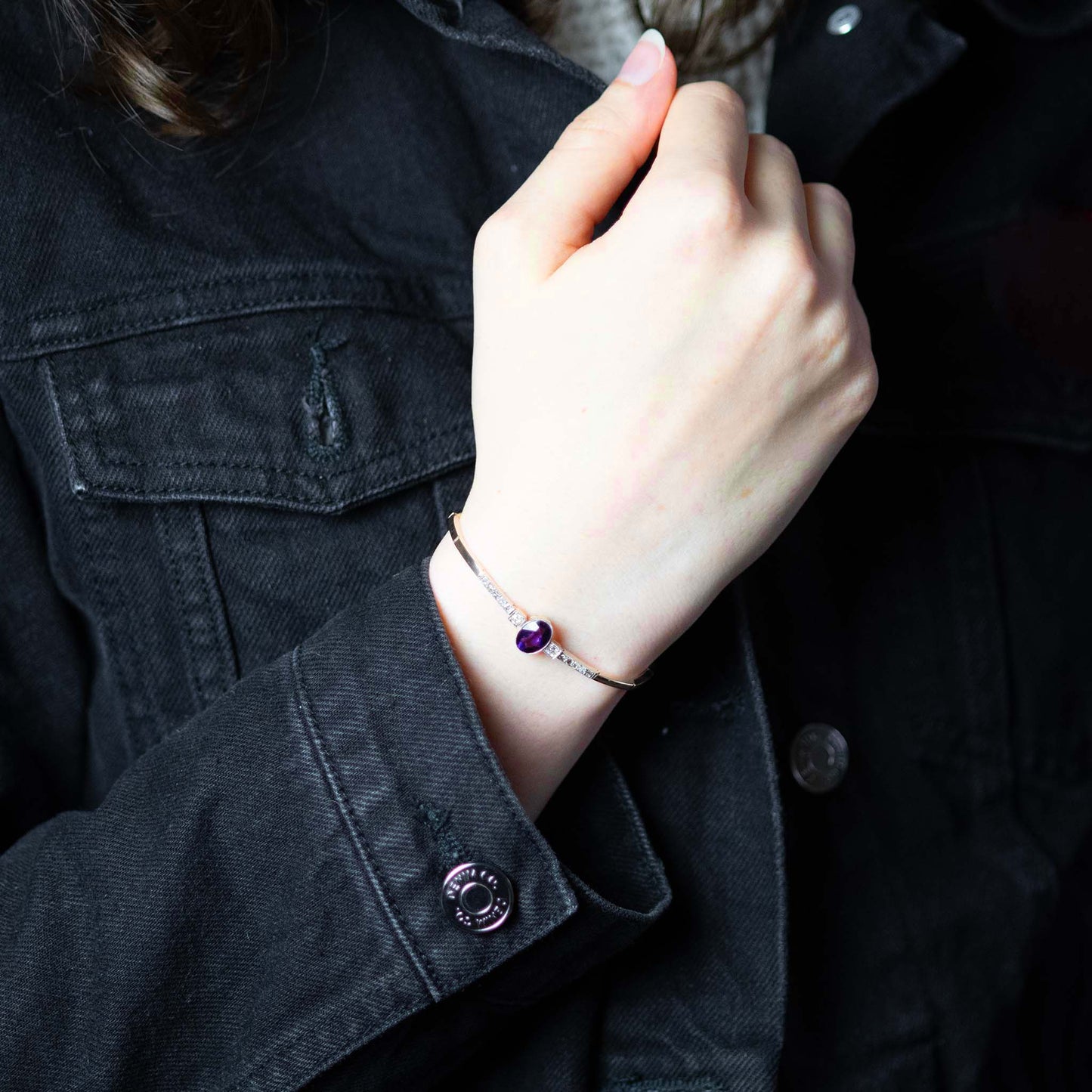 Art Deco 14ct Yellow Gold 1.50 Carat Amethyst and Diamond Bracelet - Friar House