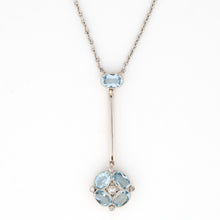 Art Deco 14ct Yellow Gold Aquamarine and Diamond Pendant - Friar House