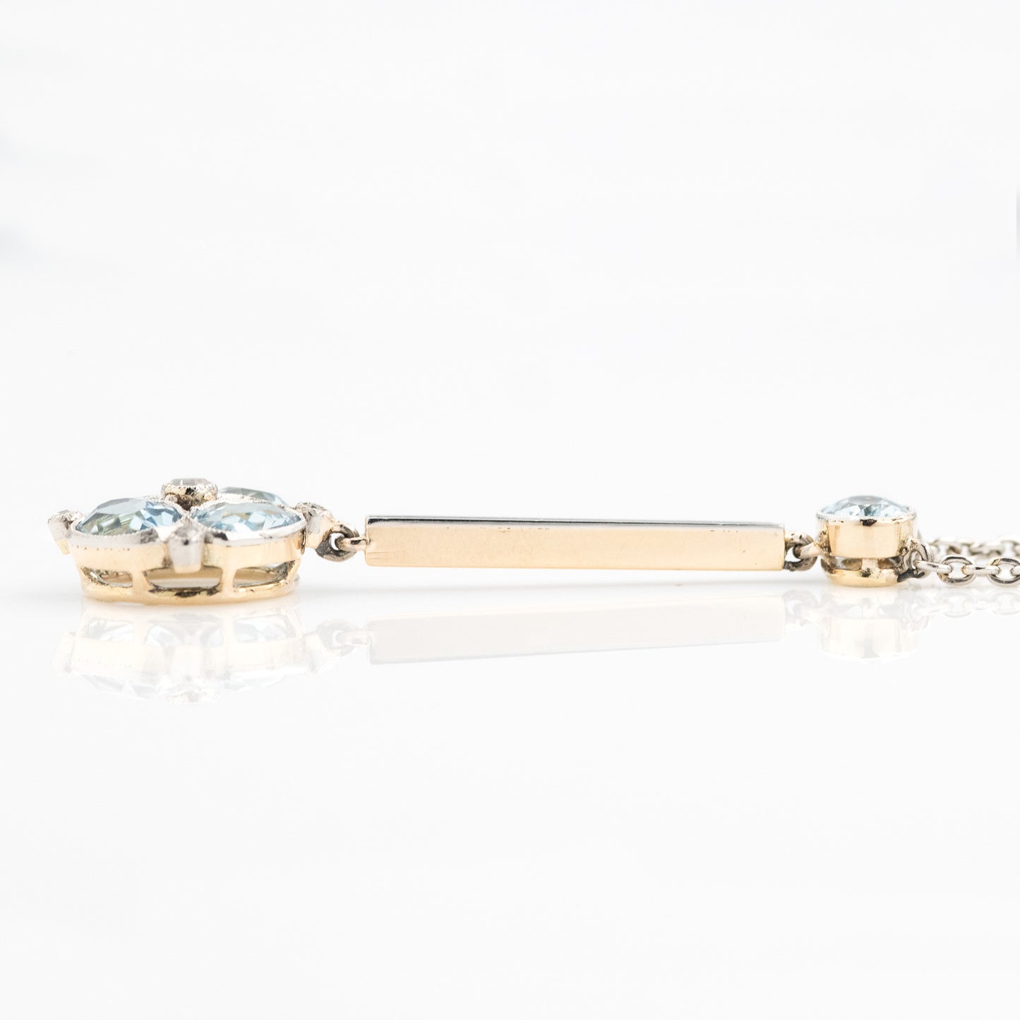 Art Deco 14ct Yellow Gold Aquamarine and Diamond Pendant - Friar House