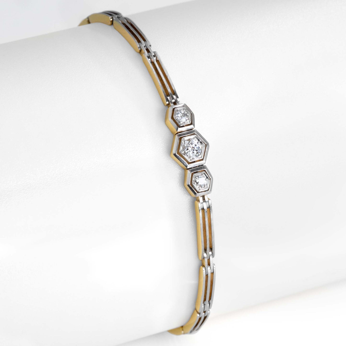 Art Deco 14ct Yellow Gold/Platinum Diamond Bracelet - Friar House