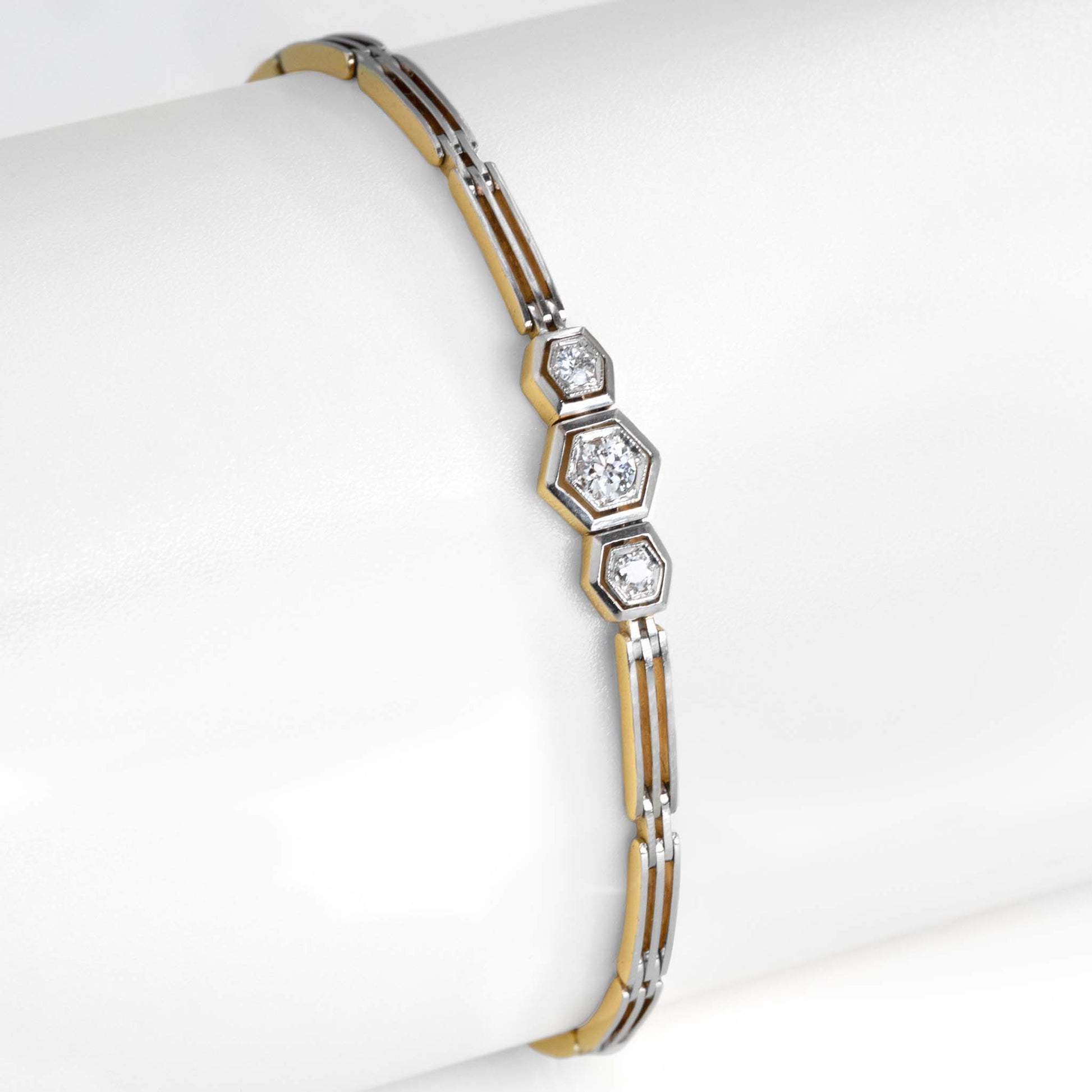 Art Deco 14ct Yellow Gold/Platinum Diamond Bracelet - Friar House