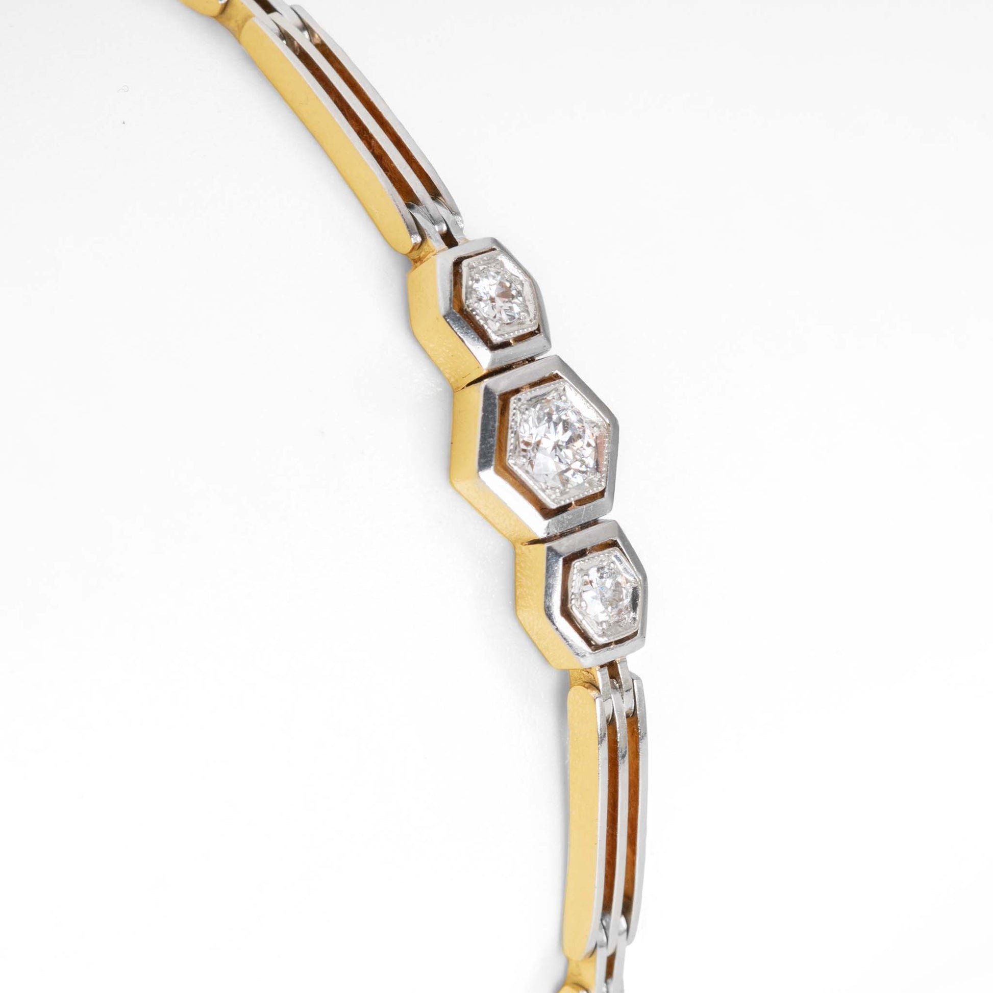 Art Deco 14ct Yellow Gold/Platinum Diamond Bracelet - Friar House