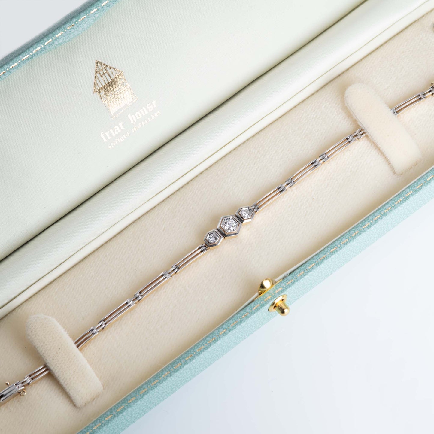 Art Deco 14ct Yellow Gold/Platinum Diamond Bracelet - Friar House
