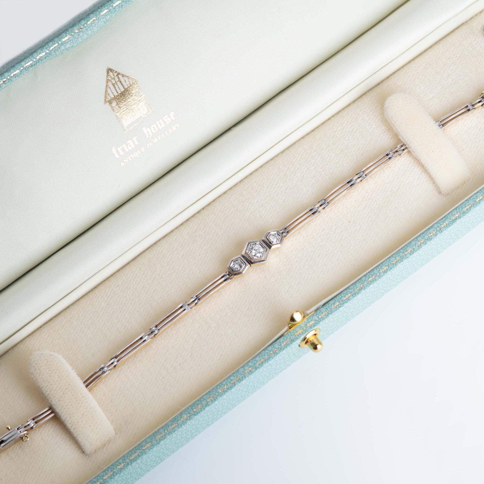 Art Deco 14ct Yellow Gold/Platinum Diamond Bracelet - Friar House