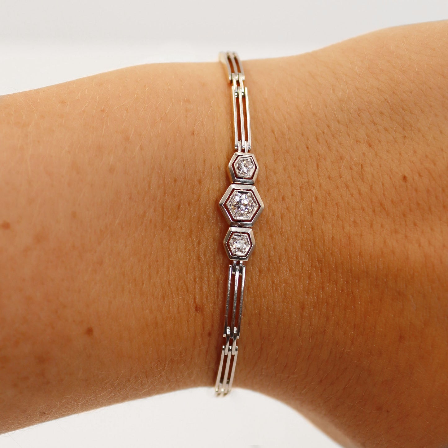 Art Deco 14ct Yellow Gold/Platinum Diamond Bracelet - Friar House