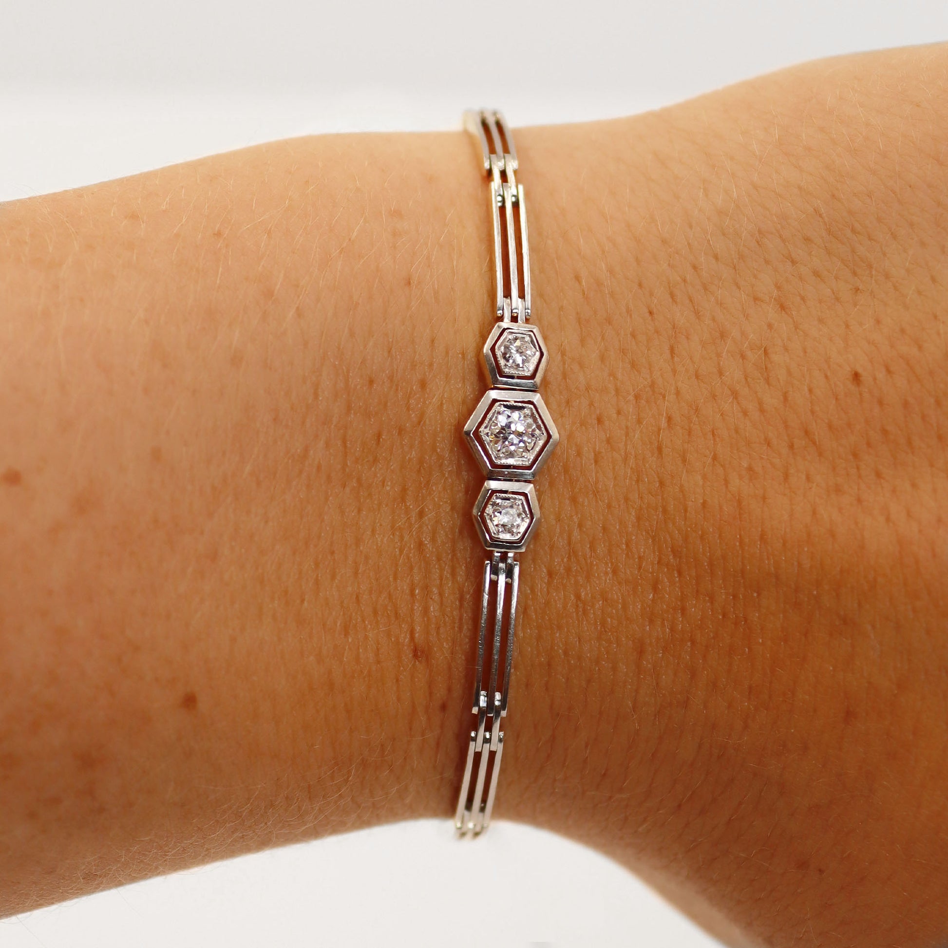 Art Deco 14ct Yellow Gold/Platinum Diamond Bracelet - Friar House
