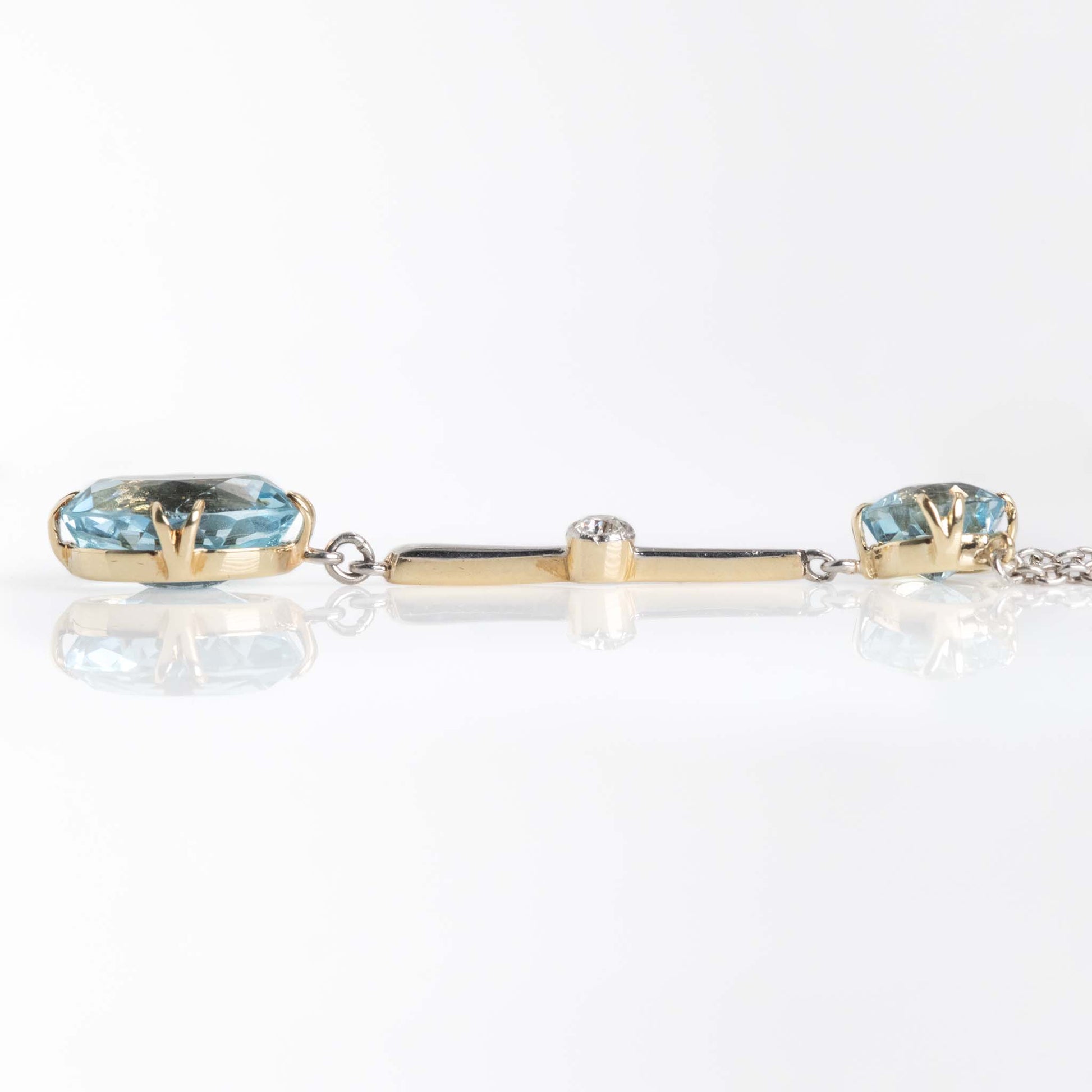 Art Deco 15ct Yellow Gold Aquamarine Drop Pendant - Friar House
