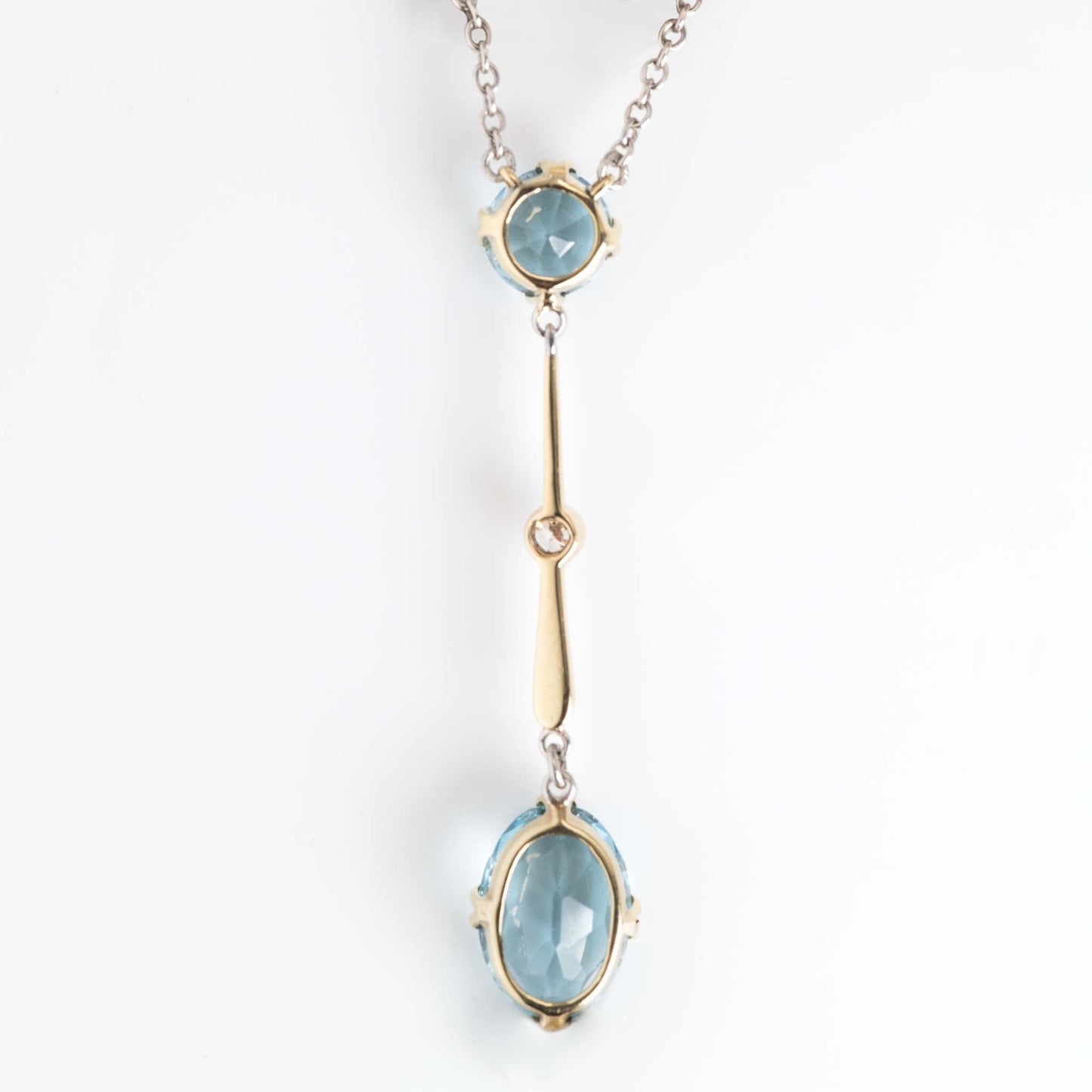 Art Deco 15ct Yellow Gold Aquamarine Drop Pendant - Friar House