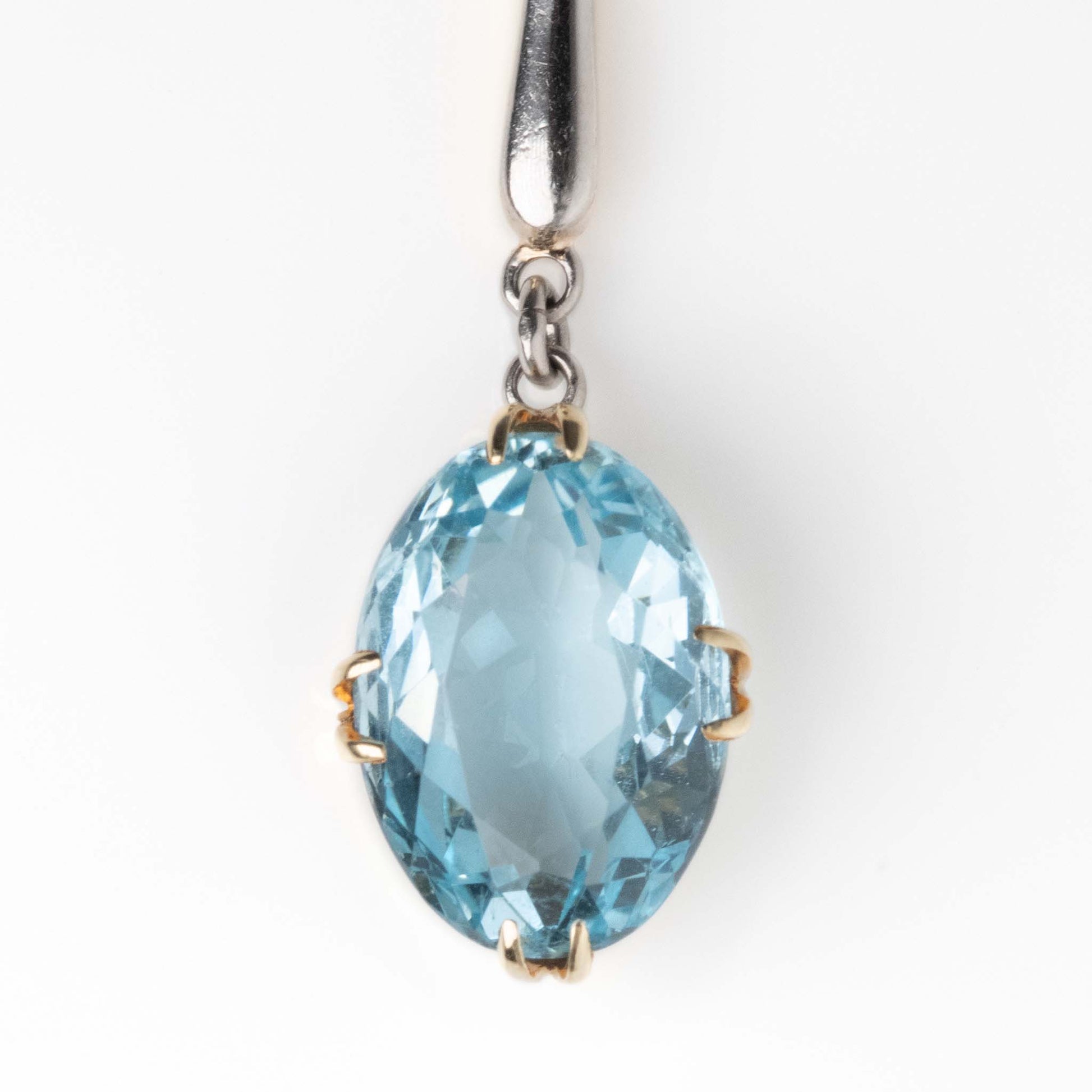 Art Deco 15ct Yellow Gold Aquamarine Drop Pendant - Friar House