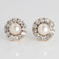 Art Deco 15ct Yellow Gold Cultured Pearl and Diamond Cluster Earrings - Friar House
