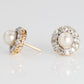 Art Deco 15ct Yellow Gold Cultured Pearl and Diamond Cluster Earrings - Friar House