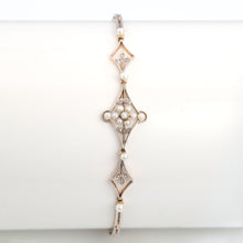 Art Deco 15ct Yellow Gold Pearl and Diamond Bracelet - Friar House