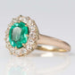Art Deco 18 carat Yellow Gold Emerald and Diamond Cluster Ring - Friar House