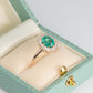 Art Deco 18 carat Yellow Gold Emerald and Diamond Cluster Ring - Friar House