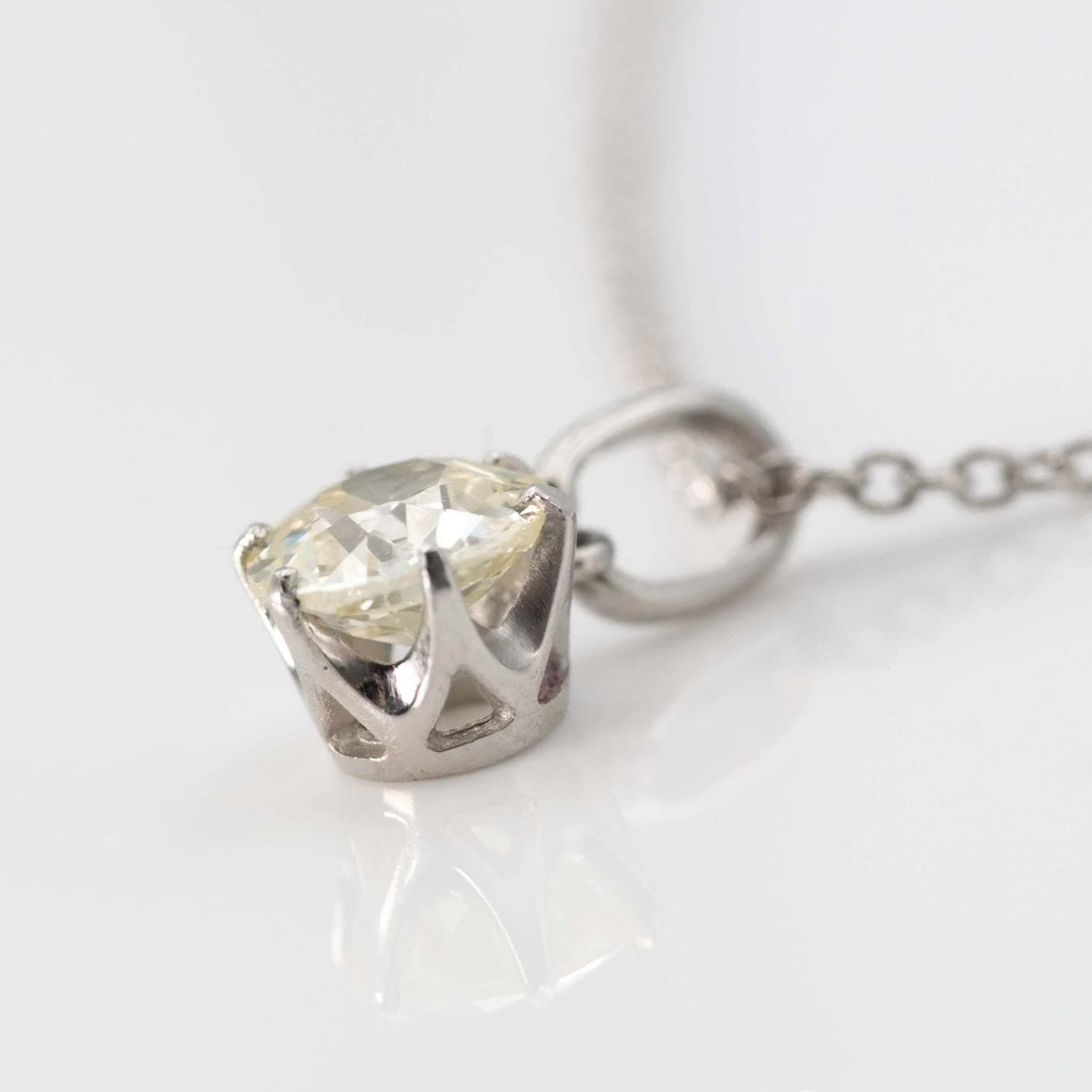 Art Deco 18ct White Gold .92 carat Diamond Pendant with Platinum Chain - Friar House