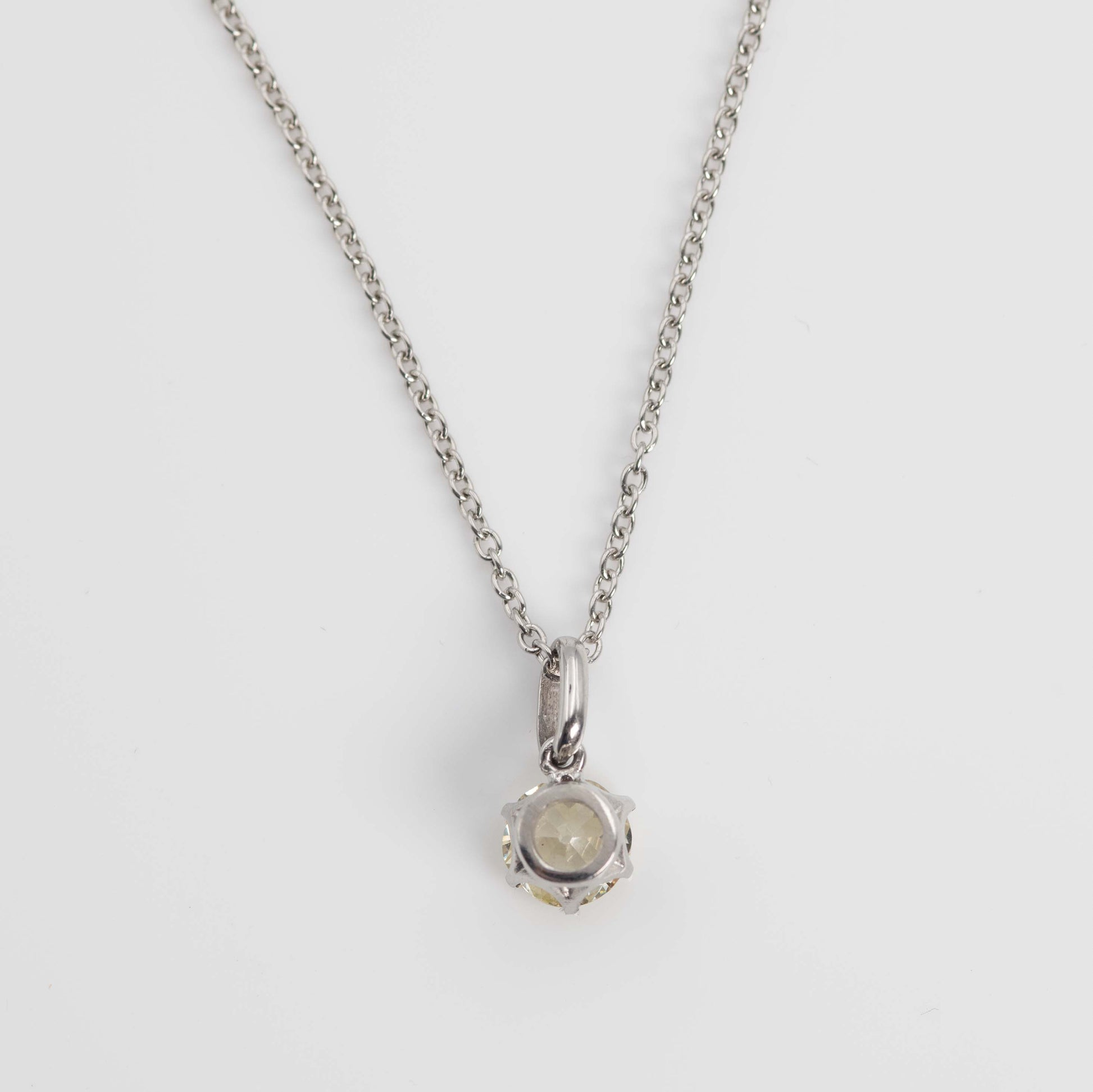 Art Deco 18ct White Gold .92 carat Diamond Pendant with Platinum Chain - Friar House