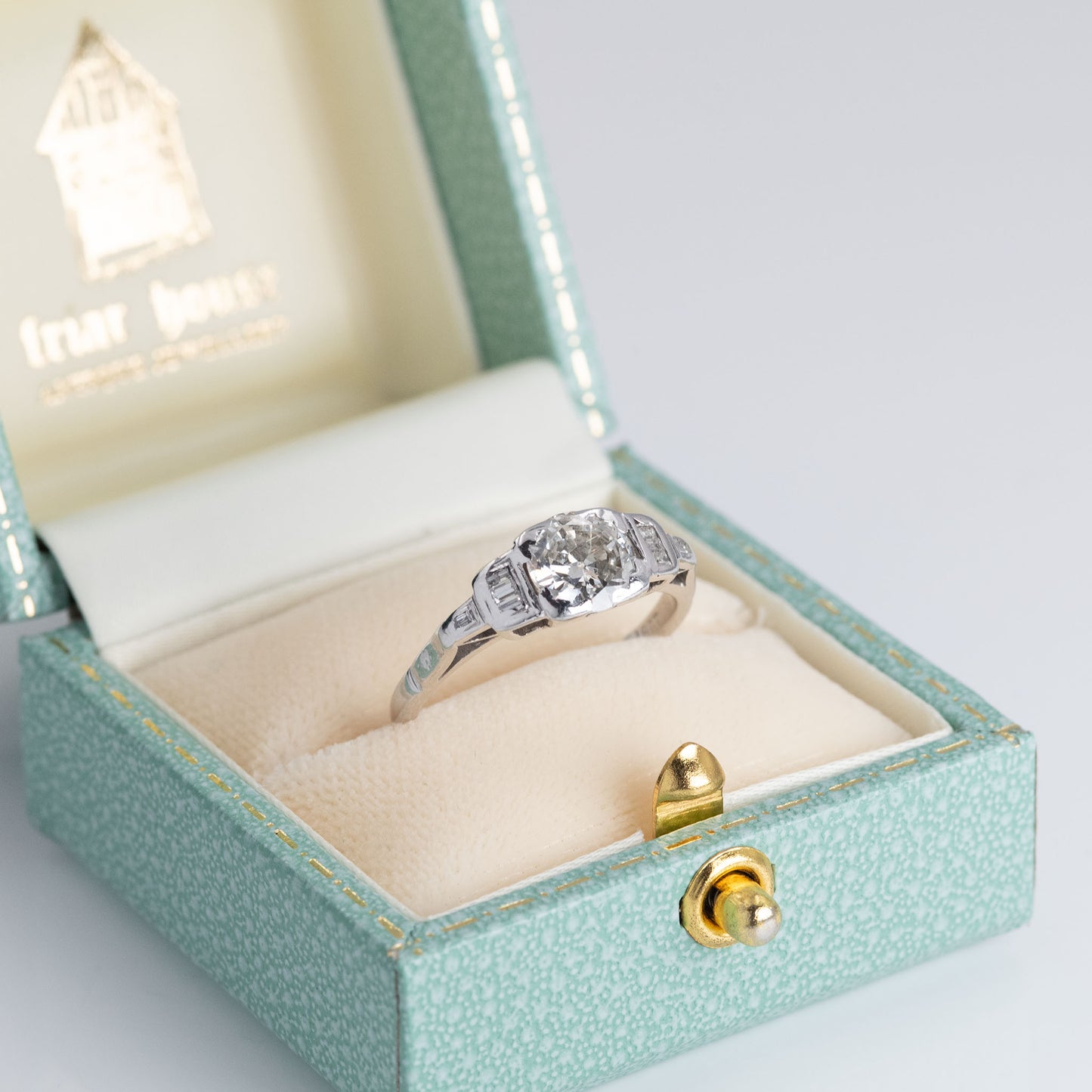 Art Deco 18ct White Gold 1.10 Carat Diamond Solitaire Ring - Friar House