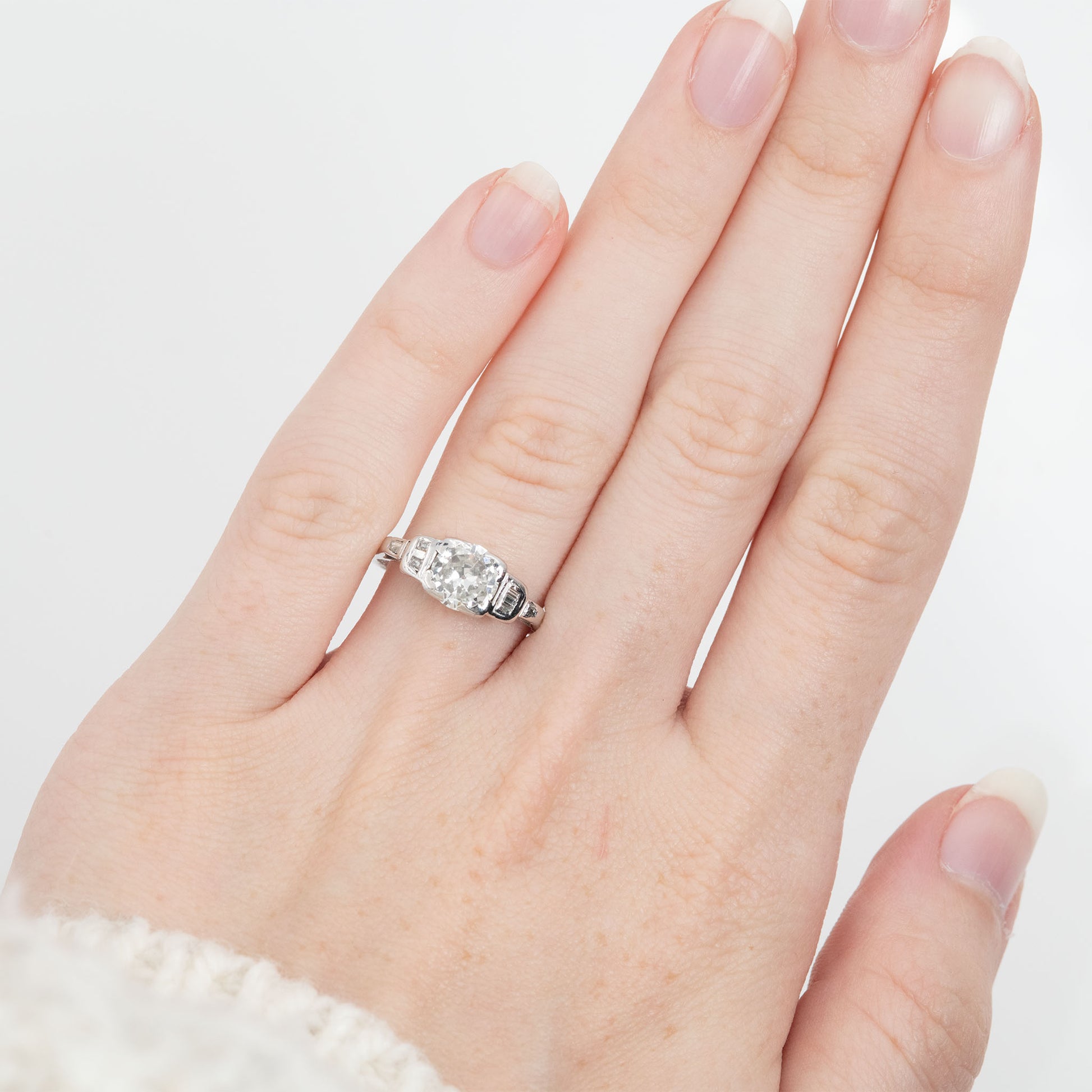 Art Deco 18ct White Gold 1.10 Carat Diamond Solitaire Ring - Friar House