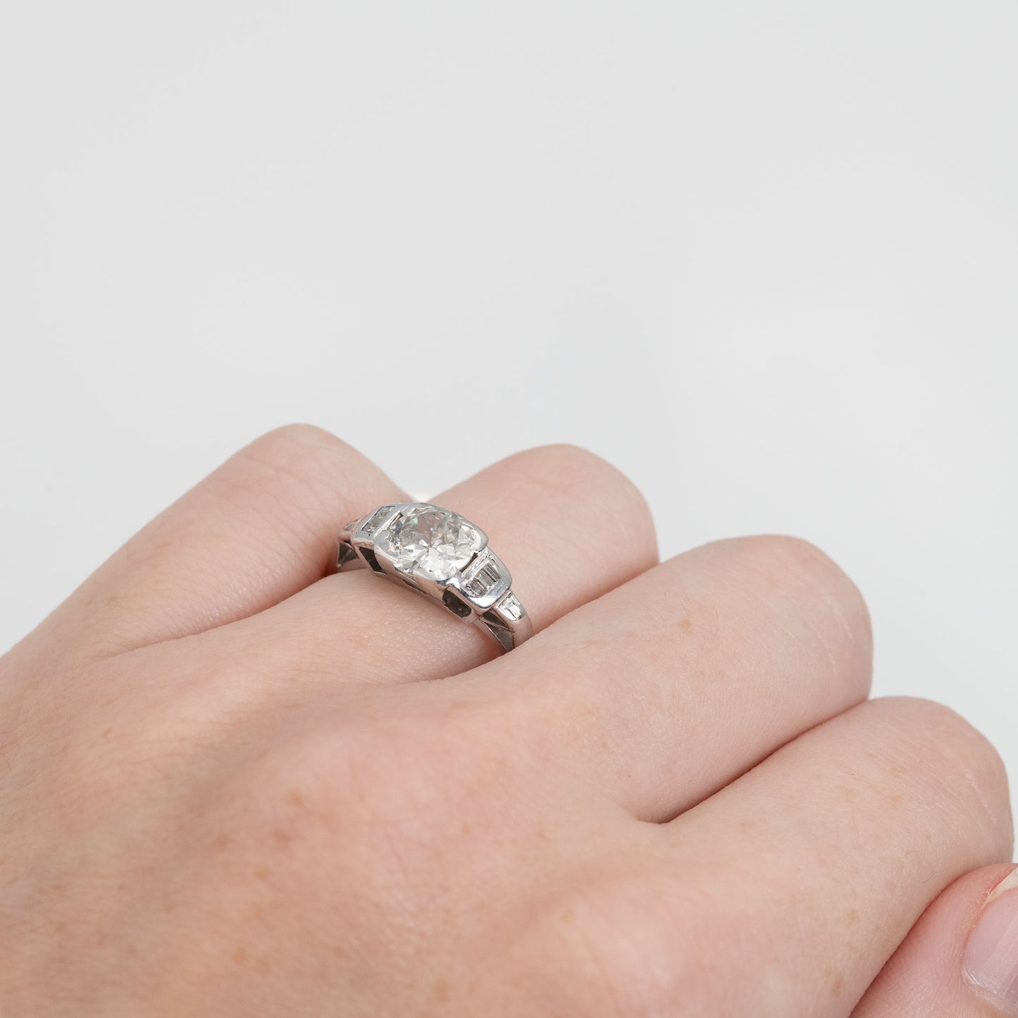 Art Deco 18ct White Gold 1.10 Carat Diamond Solitaire Ring - Friar House