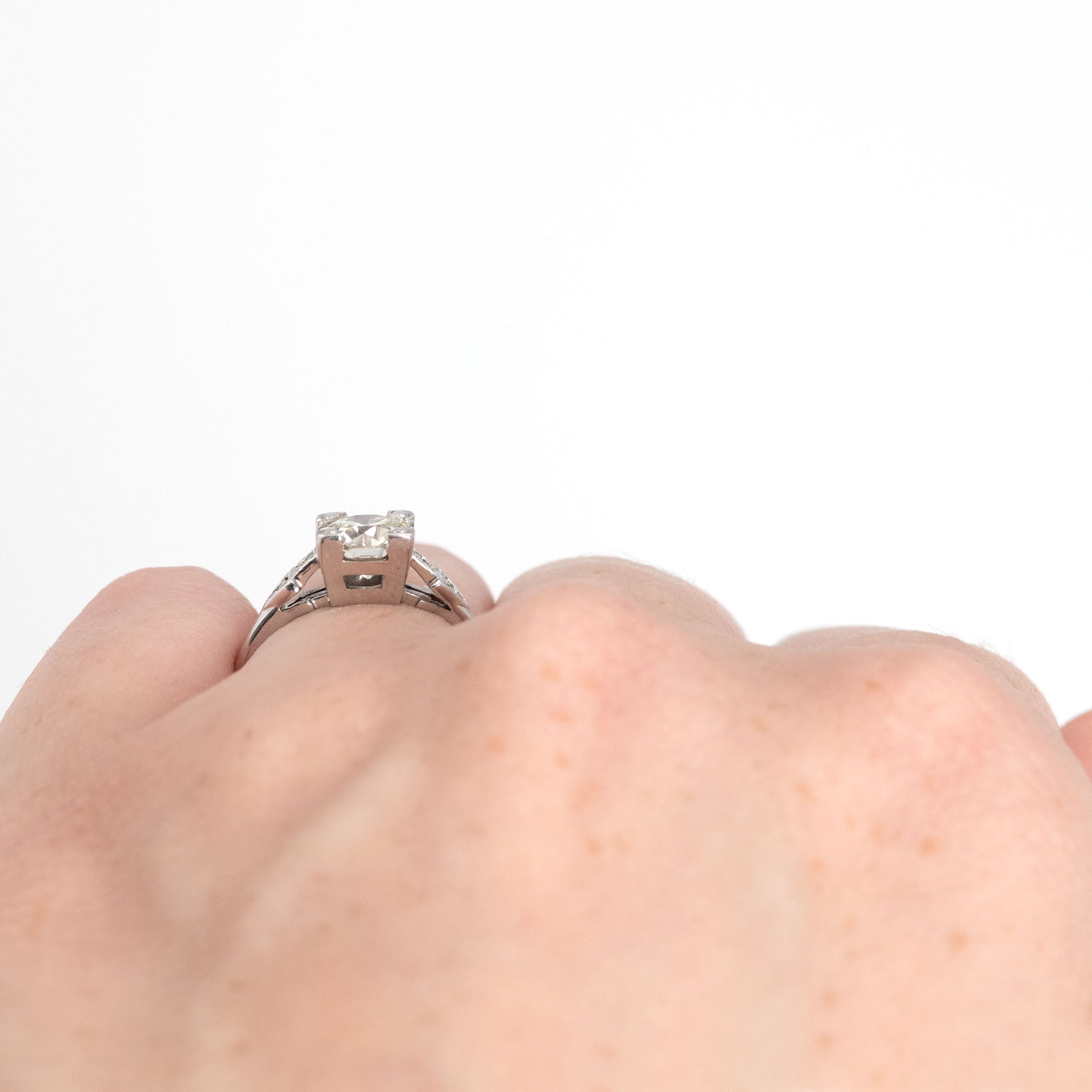 Art Deco 18ct White Gold 1.10 Carat Diamond Solitaire Ring - Friar House