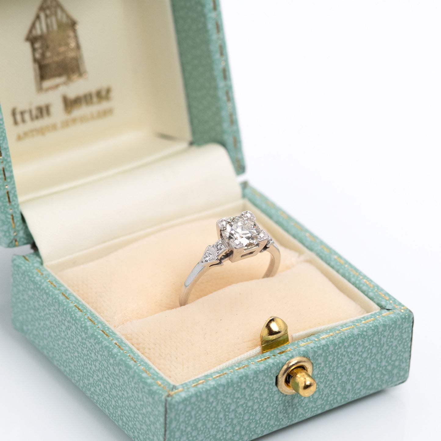 Art Deco 18ct White Gold 1.10 Carat Diamond Solitaire Ring - Friar House