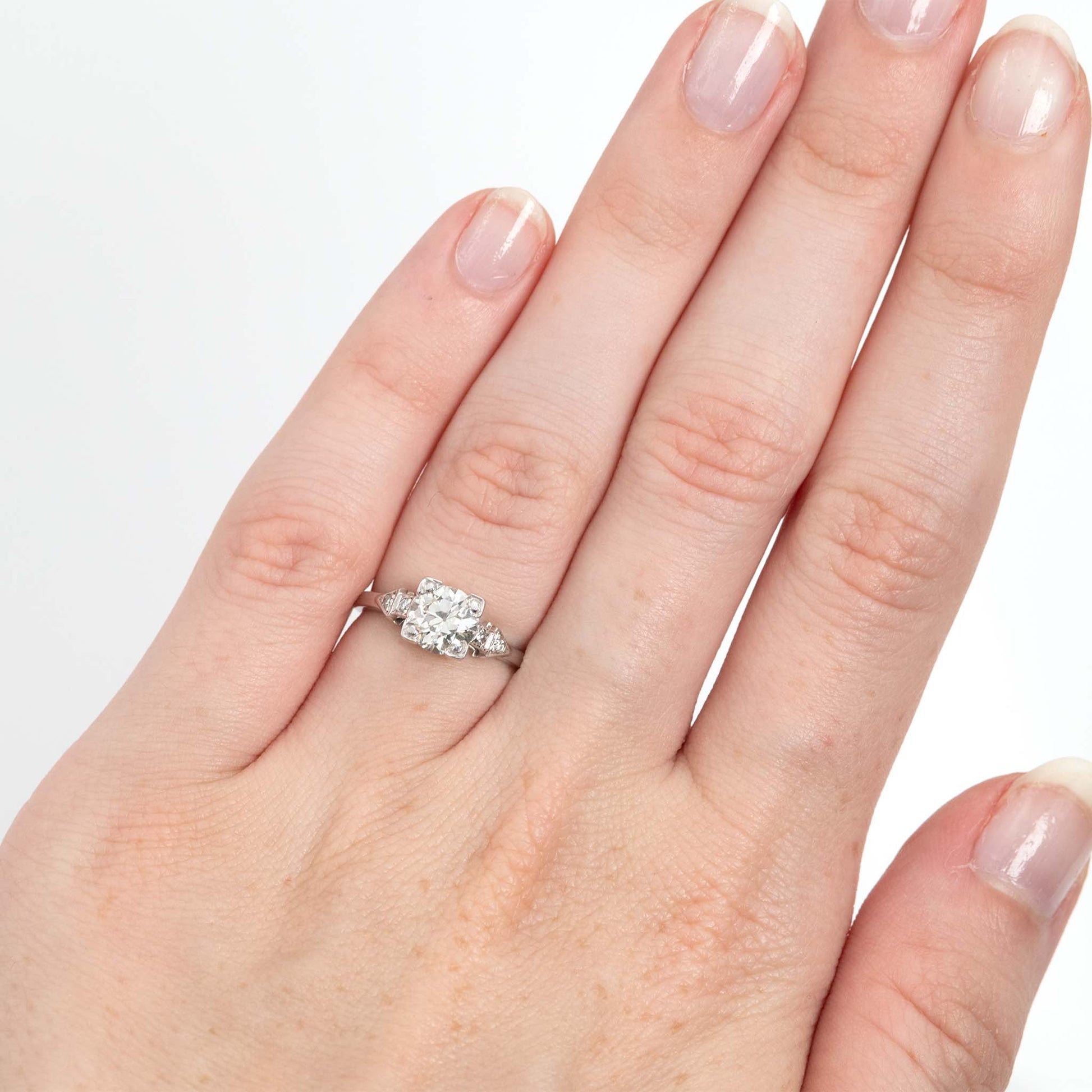 Art Deco 18ct White Gold 1.10 Carat Diamond Solitaire Ring - Friar House