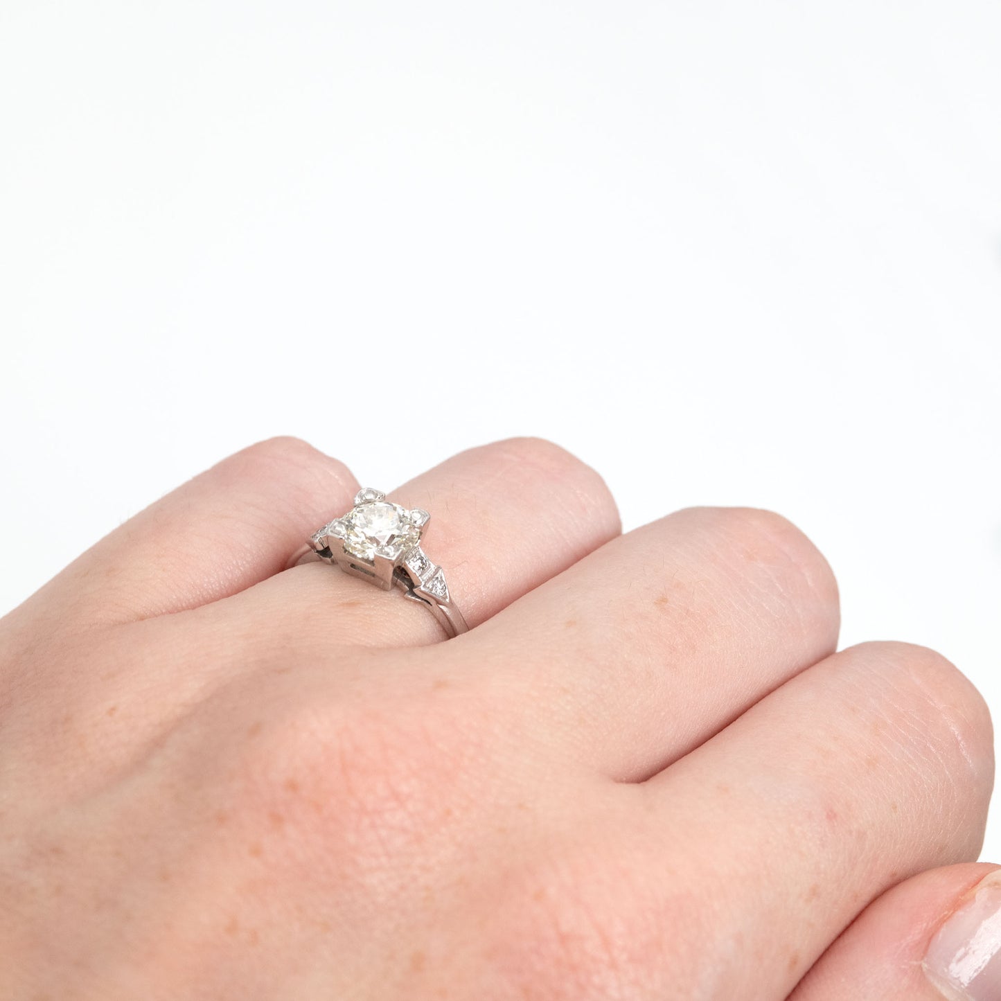 Art Deco 18ct White Gold 1.10 Carat Diamond Solitaire Ring - Friar House