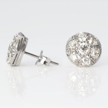 Art Deco 18ct White Gold 1.6 Carat Diamond Cluster Earrings - Friar House