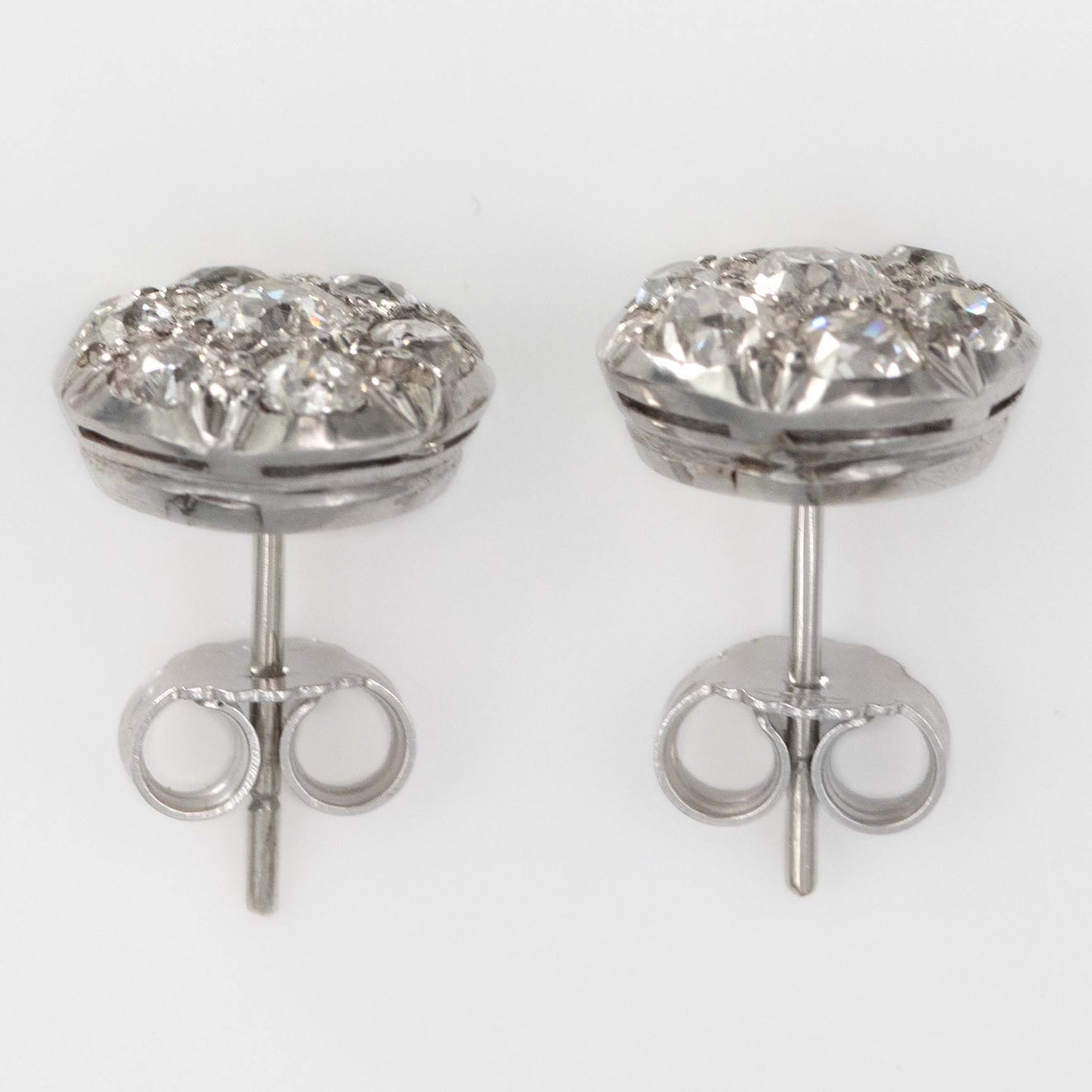Art Deco 18ct White Gold 1.6 Carat Diamond Cluster Earrings - Friar House