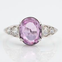 Art Deco 18ct White Gold 1.75 Carat Pink Topaz and Diamond Ring - Friar House Antique Jewellery