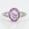 Art Deco 18ct White Gold 1.75 Carat Pink Topaz and Diamond Ring