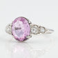 Art Deco 18ct White Gold 1.75 Carat Pink Topaz and Diamond Ring - Friar House Antique Jewellery