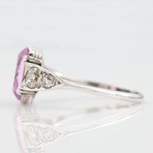 Art Deco 18ct White Gold 1.75 Carat Pink Topaz and Diamond Ring - Friar House Antique Jewellery
