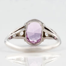 Art Deco 18ct White Gold 1.75 Carat Pink Topaz and Diamond Ring - Friar House Antique Jewellery