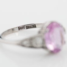 Art Deco 18ct White Gold 1.75 Carat Pink Topaz and Diamond Ring - Friar House Antique Jewellery